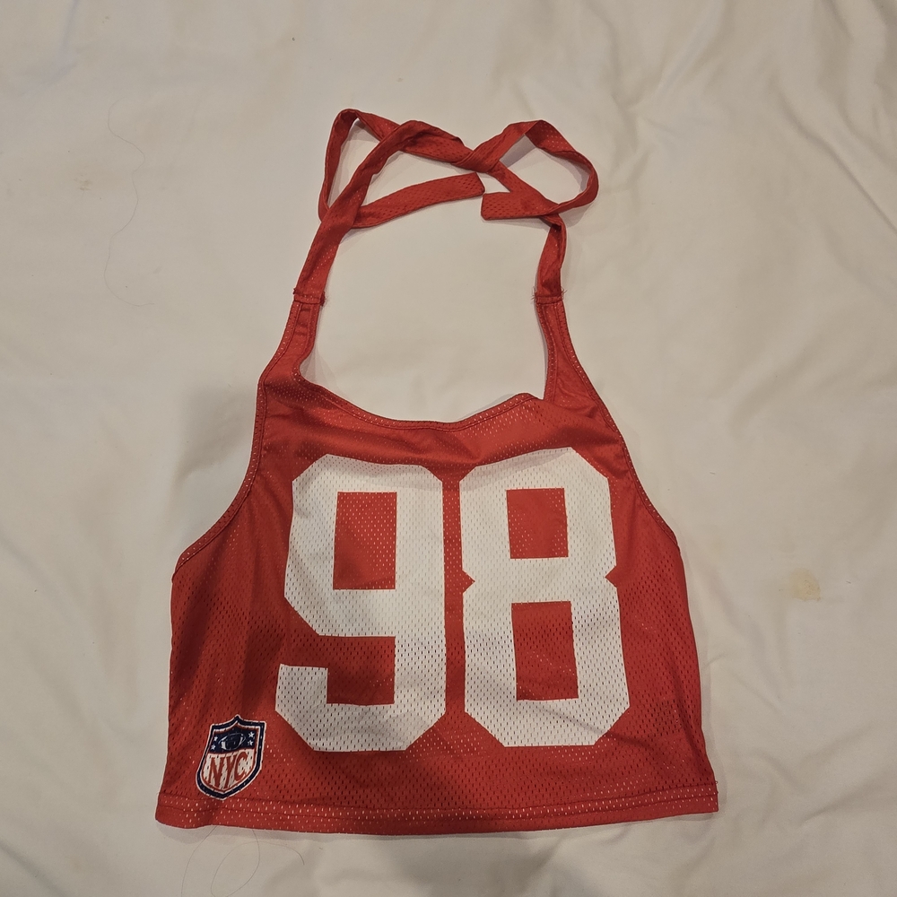 SHEIN Red Mesh Jersey Top